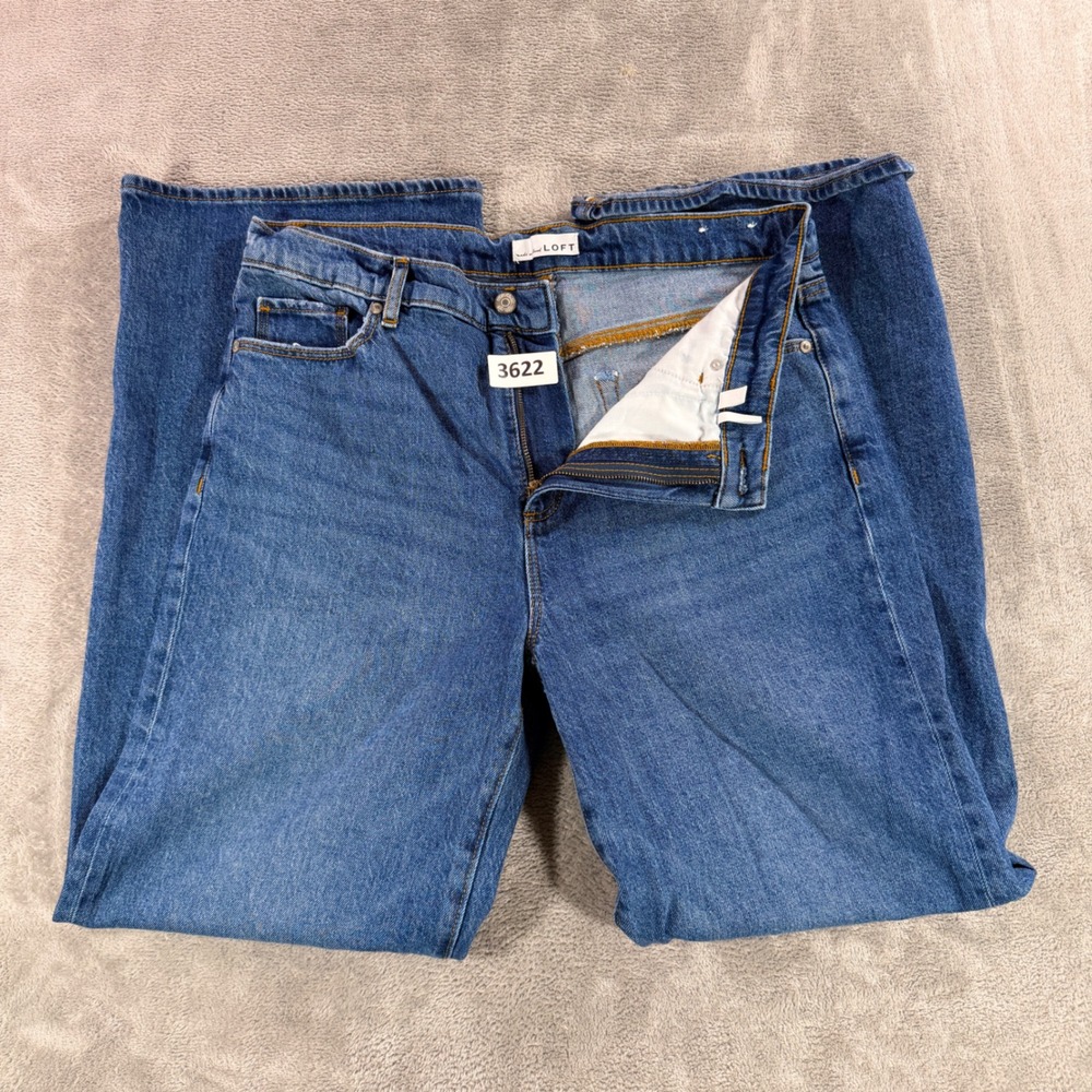 Loft Jeans Womens 10 Blue The Wide Leg High Rise Medium Wash Denim